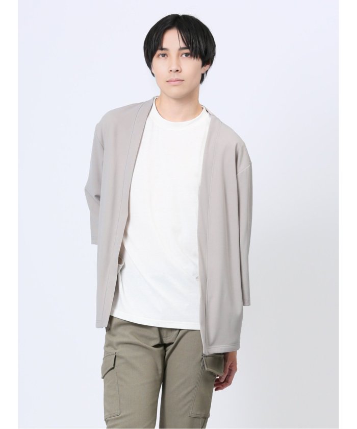 タカキュー TAKA-Q 5分袖 梨地カーディガン&半袖Tシャツ アンサンブル メンズ Tシャツ カットソー カジュアル インナー トップス ギフト プレゼント （ライトグレー） ライトグレー