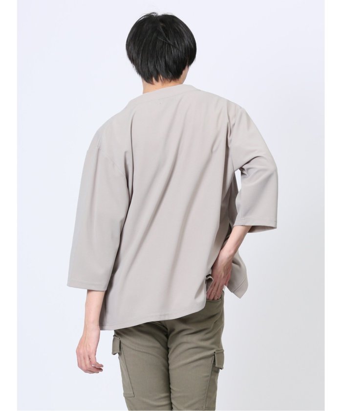 タカキュー TAKA-Q 5分袖 梨地カーディガン&半袖Tシャツ アンサンブル メンズ Tシャツ カットソー カジュアル インナー トップス ギフト プレゼント （ライトグレー） ライトグレー