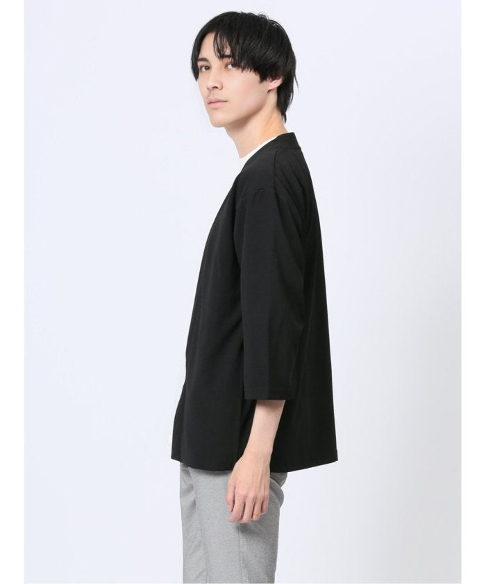 タカキュー TAKA-Q 5分袖 梨地カーディガン&半袖Tシャツ アンサンブル メンズ Tシャツ カットソー カジュアル インナー トップス ギフト プレゼント （ライトグレー） ライトグレー