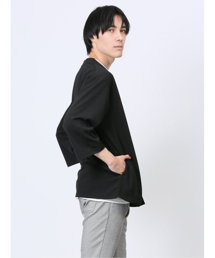 タカキュー TAKA-Q 5分袖 梨地カーディガン&半袖Tシャツ アンサンブル メンズ Tシャツ カットソー カジュアル インナー トップス ギフト プレゼント （ライトグレー） ライトグレー