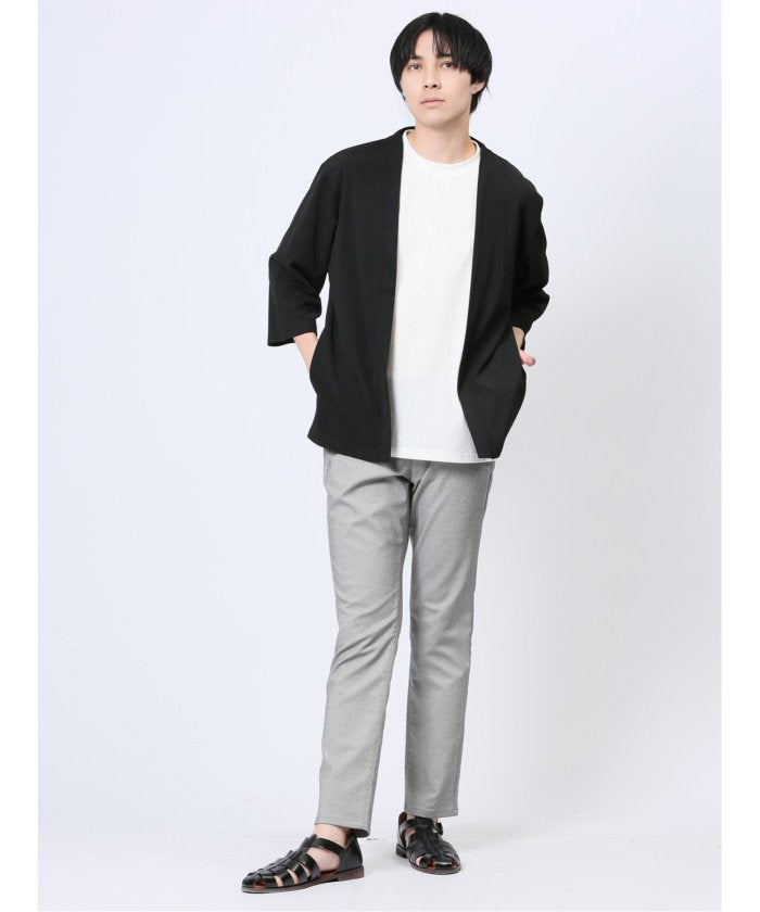 タカキュー TAKA-Q 5分袖 梨地カーディガン&半袖Tシャツ アンサンブル メンズ Tシャツ カットソー カジュアル インナー トップス ギフト プレゼント （ライトグレー） ライトグレー