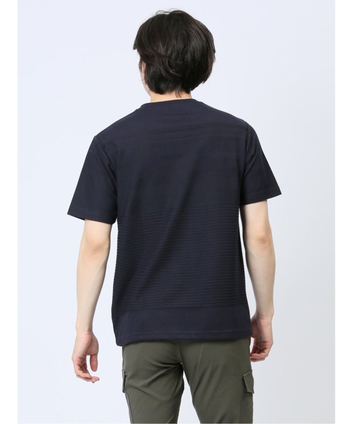 タカキュー TAKA-Q リンクスパネルボーダー Vネック半袖Tシャツ メンズ Tシャツ カットソー カジュアル インナー トップス ギフト プレゼント （緑） 緑