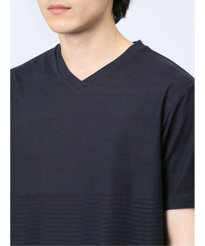 タカキュー TAKA-Q リンクスパネルボーダー Vネック半袖Tシャツ メンズ Tシャツ カットソー カジュアル インナー トップス ギフト プレゼント （緑） 緑