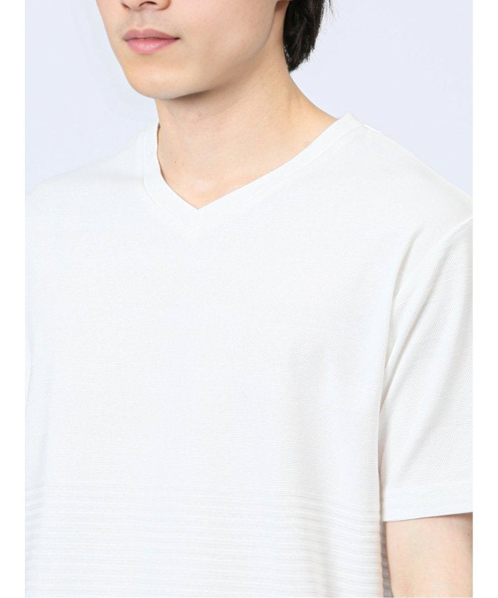タカキュー TAKA-Q リンクスパネルボーダー Vネック半袖Tシャツ メンズ Tシャツ カットソー カジュアル インナー トップス ギフト プレゼント （緑） 緑