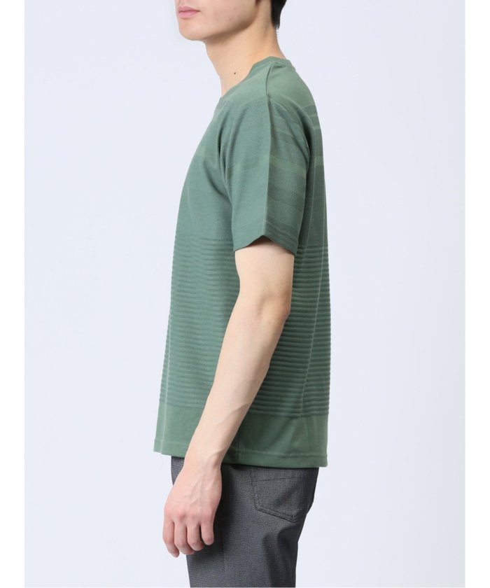タカキュー TAKA-Q リンクスパネルボーダー Vネック半袖Tシャツ メンズ Tシャツ カットソー カジュアル インナー トップス ギフト プレゼント （緑） 緑