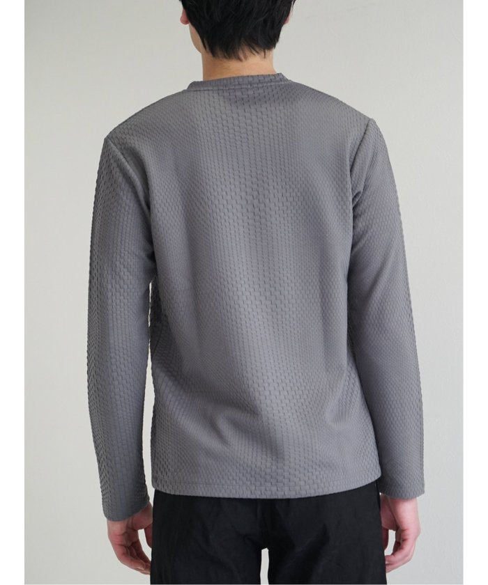 タカキュー TAKA-Q ブロックジャガード Vネック長袖Tシャツ メンズ Tシャツ カットソー カジュアル インナー ビジネス ギフト プレゼント