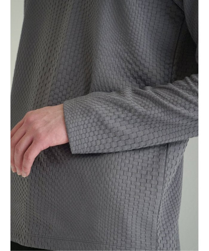 タカキュー TAKA-Q ブロックジャガード Vネック長袖Tシャツ メンズ Tシャツ カットソー カジュアル インナー ビジネス ギフト プレゼント