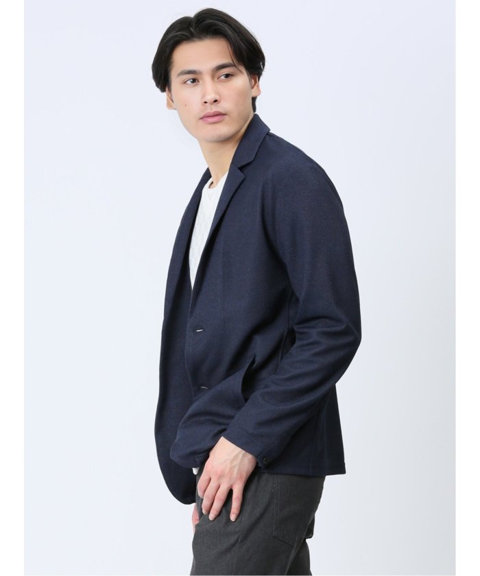 タカキュー TAKA-Q メッシュドビー鹿の子 2ボタン テーラードジャケット メンズ アウター カットソー カジュアル ライトアウター ビジネス ギフト プレゼント （青） 青