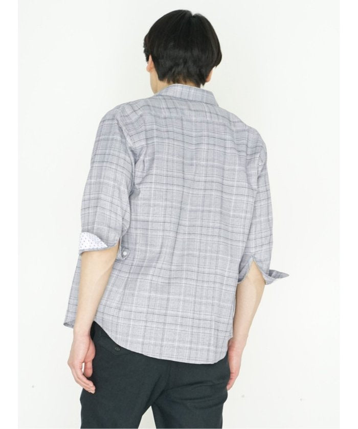 タカキュー TAKA-Q DRY ワッフルチェック レギュラーカラー7分袖シャツ メンズ シャツ カジュアル トップス インナー ギフト プレゼント ライトアウター  アウター （ライトグレー） ライトグレー