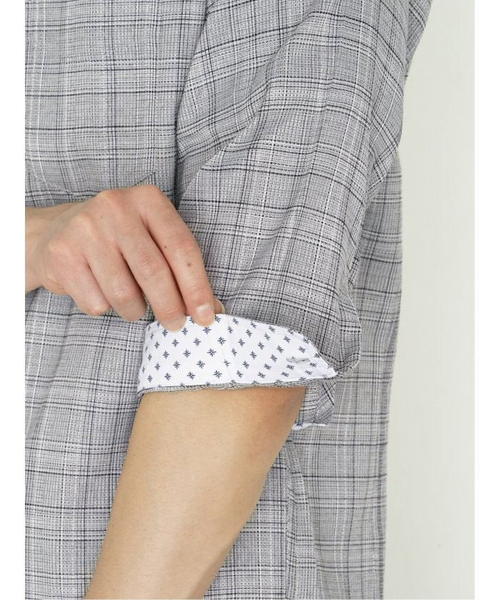 タカキュー TAKA-Q DRY ワッフルチェック レギュラーカラー7分袖シャツ メンズ シャツ カジュアル トップス インナー ギフト プレゼント ライトアウター  アウター （ライトグレー） ライトグレー