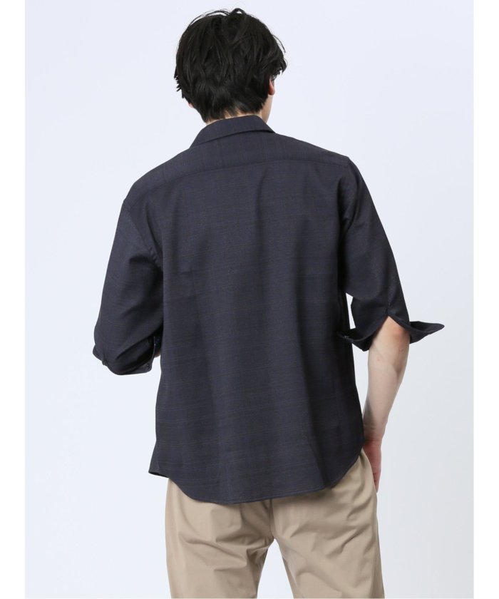 タカキュー TAKA-Q DRY ワッフルチェック レギュラーカラー7分袖シャツ メンズ シャツ カジュアル トップス インナー ギフト プレゼント ライトアウター  アウター （ライトグレー） ライトグレー