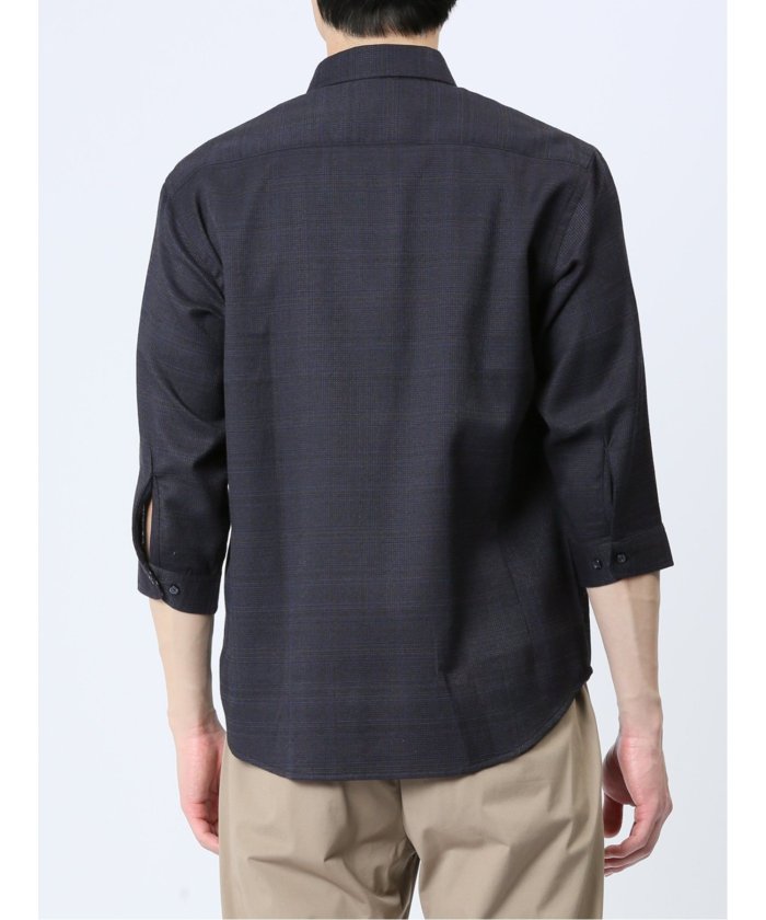 タカキュー TAKA-Q DRY ワッフルチェック レギュラーカラー7分袖シャツ メンズ シャツ カジュアル トップス インナー ギフト プレゼント ライトアウター  アウター （ライトグレー） ライトグレー