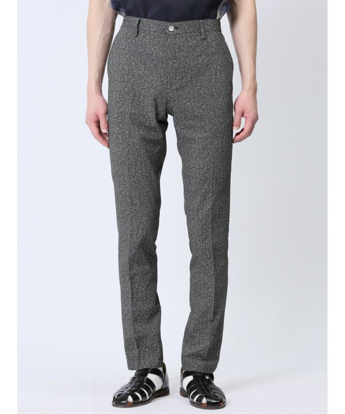 軽量 スリムフィット ノータックパンツ プリント黒(セットアップ可能) メンズ パンツ ボトム ストレッチ 伸びる カジュアル ビジネス 通勤 仕事 ジャケパン （黒） 黒