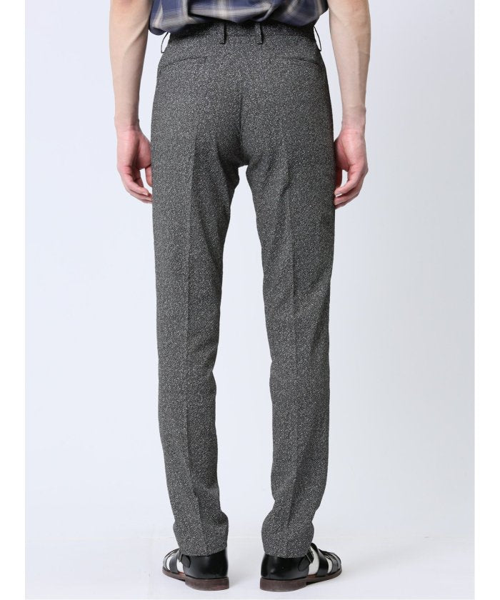 軽量 スリムフィット ノータックパンツ プリント黒(セットアップ可能) メンズ パンツ ボトム ストレッチ 伸びる カジュアル ビジネス 通勤 仕事 ジャケパン （黒） 黒