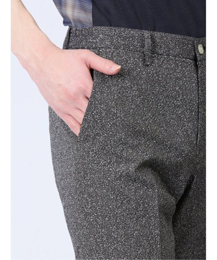 軽量 スリムフィット ノータックパンツ プリント黒(セットアップ可能) メンズ パンツ ボトム ストレッチ 伸びる カジュアル ビジネス 通勤 仕事 ジャケパン （黒） 黒