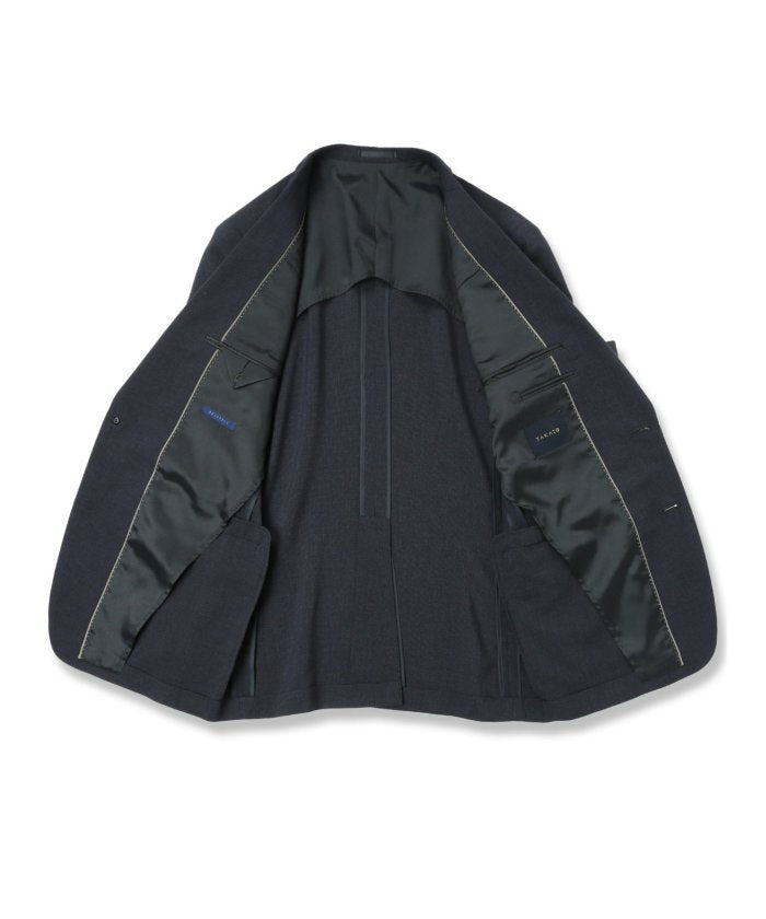 タカキュー TAKA-Q ストレッチウォッシャブル スリムフィット 2ボタン2ピーススーツ 組織青 メンズ セットアップ ジャケット ビジネス カジュアル 通勤 仕事 （青） 青