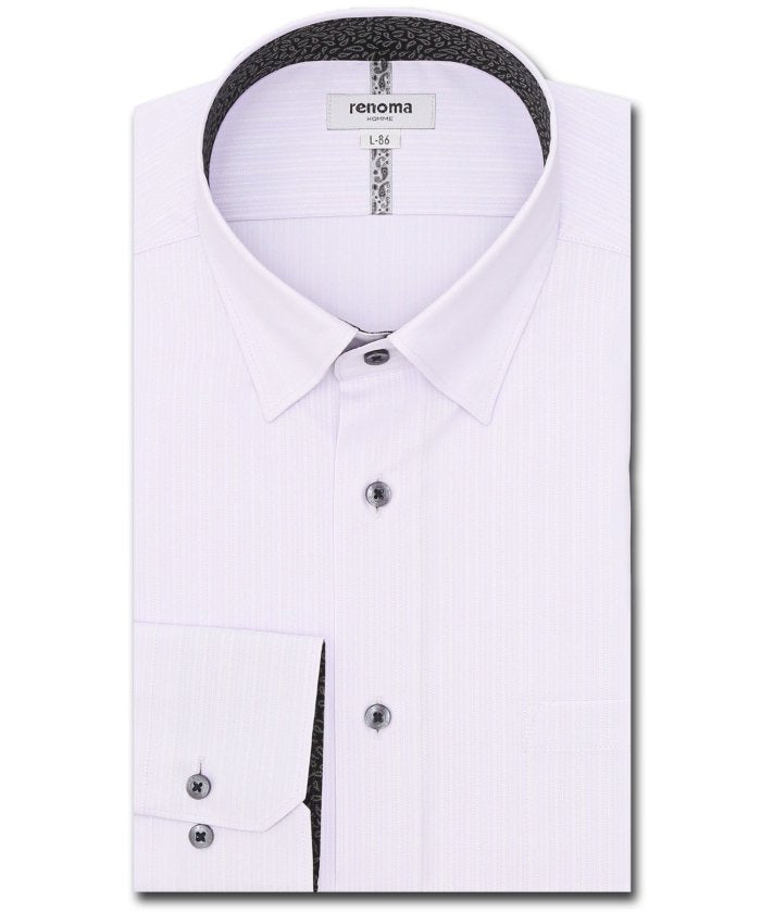 タカキュー TAKA-Q 【大きいサイズ】レノマオム/renoma HOMME 形態安定 スタンダードフィット ショートレギュラーカラースナップダウン長袖シャツ （パープル） 長袖 シャツ メンズ ワイシャツ ビジネス ノーアイロン 形態安定 yシャツ 速乾 パープル