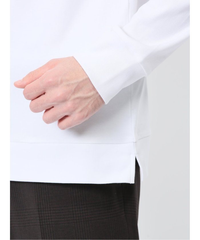 【DRESS TーSHIRT】綿ストレッチ モックネック長袖Tシャツ （青） メンズ Tシャツ カットソー カジュアル インナー トップス ギフト プレゼント 青