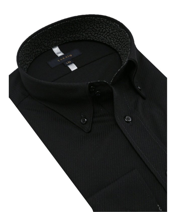 タカキュー TAKA-Q 形態安定 スタンダードフィット ドゥエボタンダウン長袖シャツ （黒） 黒