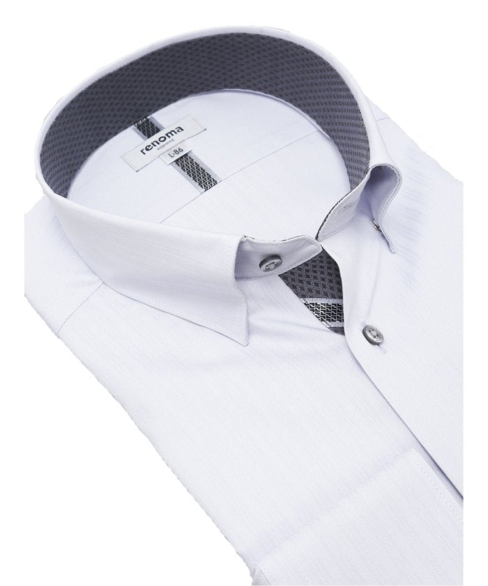 【大きいサイズ】形態安定 ショートレギュラーカラースナップダウン長袖シャツ （青） 長袖 シャツ メンズ ワイシャツ ビジネス ノーアイロン 形態安定 yシャツ 速乾 青