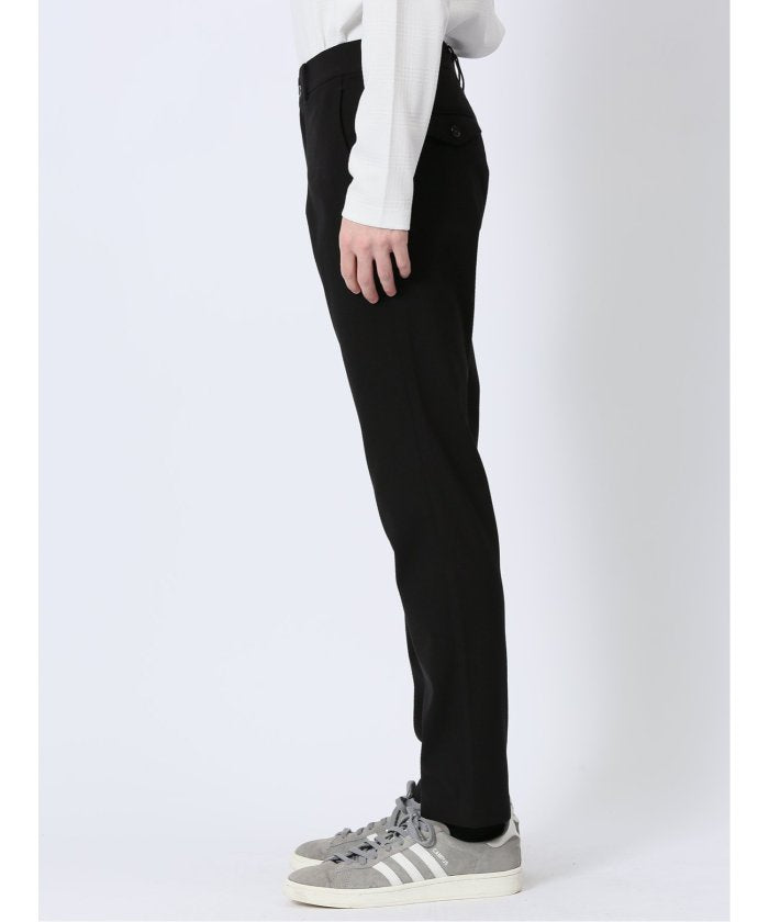クロスストレッチ トラウザーパンツ 光沢ドビー （黒） メンズ パンツ ボトム ストレッチ カジュアル ビジネス 通勤 仕事 黒