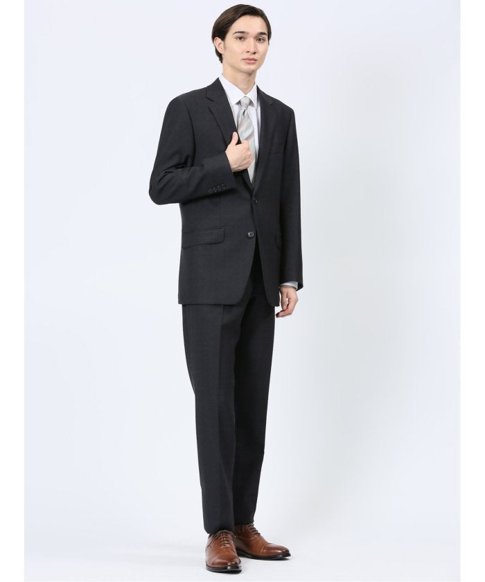 タカキュー TAKA-Q ストレッチウォッシャブル レギュラーフィット 2ボタン2ピーススーツ チェック紺 （紺） 紺