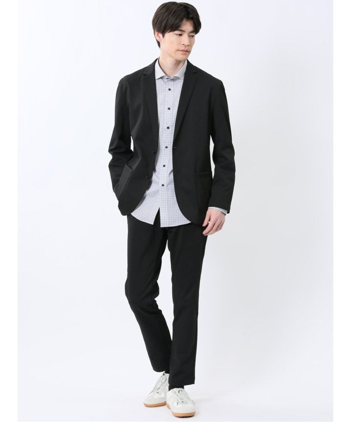 クロスストレッチ テーパードパンツ(セットアップ可能) （黒） メンズ パンツ ボトム ストレッチ カジュアル ビジネス 通勤 仕事 紺