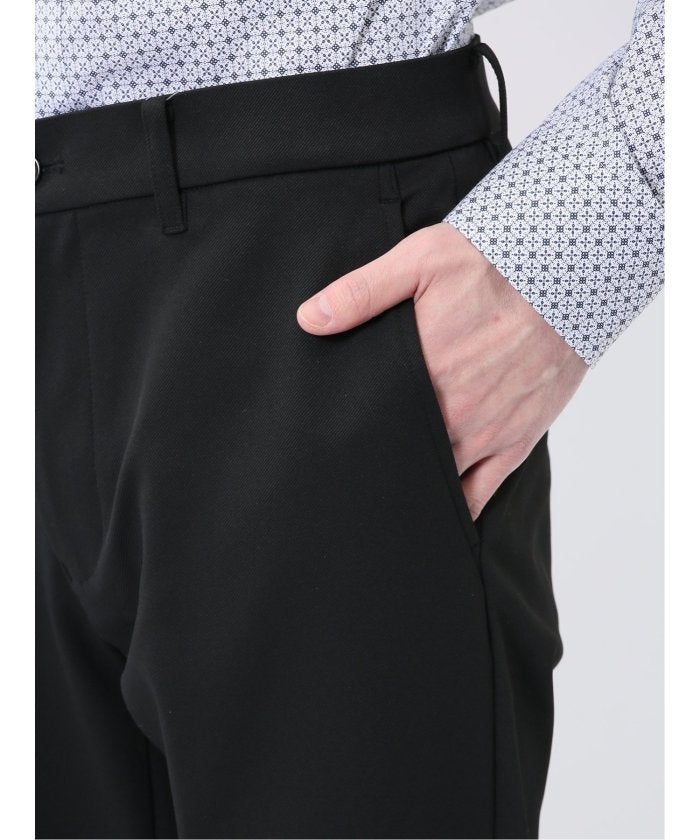 クロスストレッチ テーパードパンツ(セットアップ可能) （黒） メンズ パンツ ボトム ストレッチ カジュアル ビジネス 通勤 仕事 紺