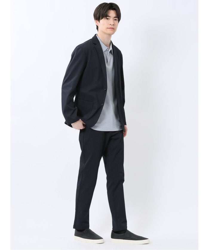 クロスストレッチ テーパードパンツ(セットアップ可能) （黒） メンズ パンツ ボトム ストレッチ カジュアル ビジネス 通勤 仕事 紺