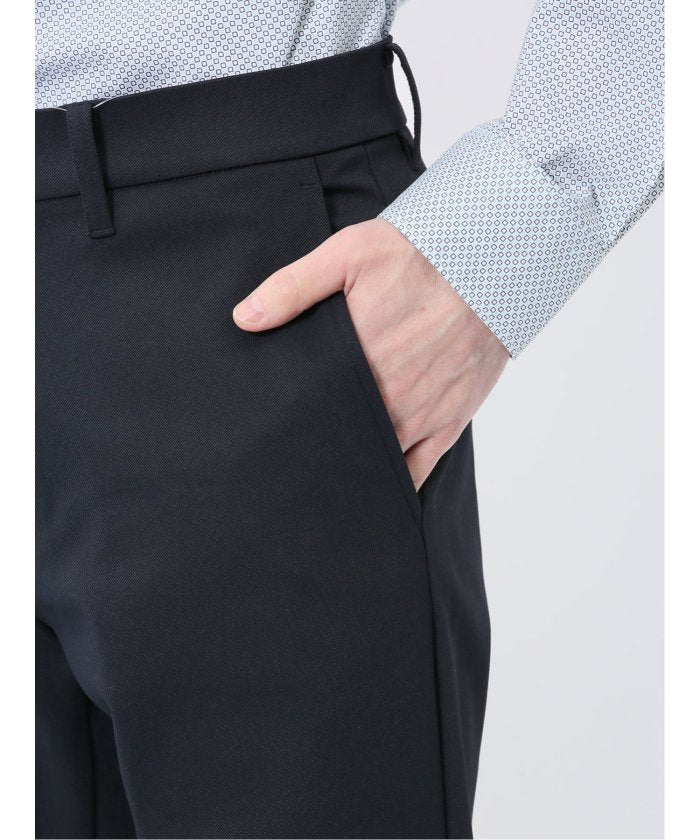 クロスストレッチ テーパードパンツ(セットアップ可能) （黒） メンズ パンツ ボトム ストレッチ カジュアル ビジネス 通勤 仕事 紺