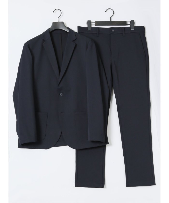 クロスストレッチ テーパードパンツ(セットアップ可能) （黒） メンズ パンツ ボトム ストレッチ カジュアル ビジネス 通勤 仕事 紺