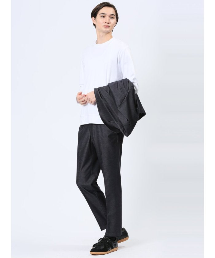 タカキュー TAKA-Q インディゴニット スリムフィット ノータックスラックス 紺(セットアップ可能) （紺） 紺