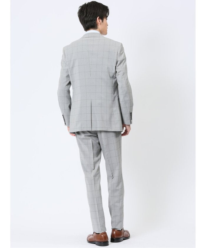 タカキュー TAKA-Q ストレッチウォッシャブル スリムフィット 2ボタン2ピーススーツ チェックライトグレー （ライトグレー） ライトグレー