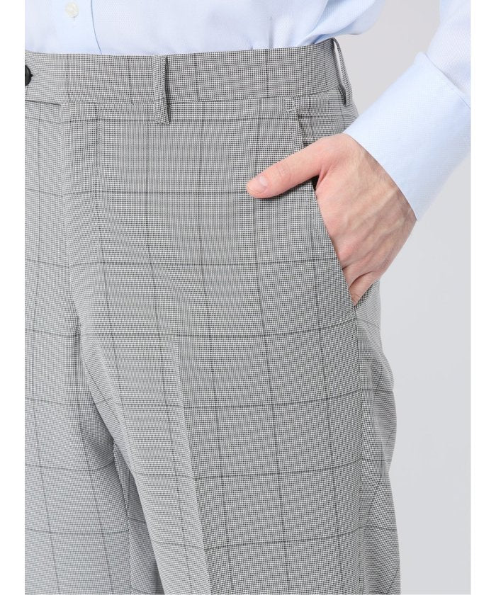 タカキュー TAKA-Q ストレッチウォッシャブル スリムフィット 2ボタン2ピーススーツ チェックライトグレー （ライトグレー） ライトグレー