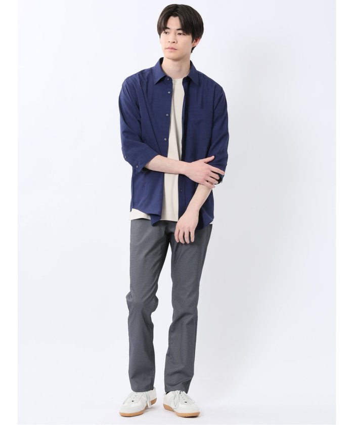 クロスストレッチ+エアー スリムパンツ 股下82cm （紺） メンズ パンツ ボトム ストレッチ カジュアル ビジネス 通勤 仕事 紺
