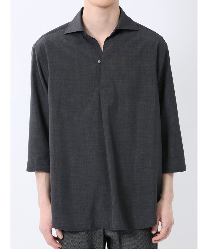 TechLinen プルオーバー 7分袖シャツ （ベージュ） メンズ シャツ カジュアル トップス インナー 半袖 5分袖 ギフト プレゼント ライトアウター カーディガン アウター ベージュ