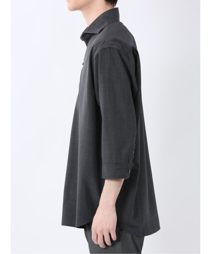 TechLinen プルオーバー 7分袖シャツ （ベージュ） メンズ シャツ カジュアル トップス インナー 半袖 5分袖 ギフト プレゼント ライトアウター カーディガン アウター ベージュ