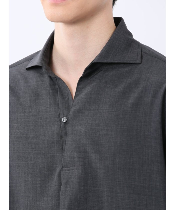 TechLinen プルオーバー 7分袖シャツ （ベージュ） メンズ シャツ カジュアル トップス インナー 半袖 5分袖 ギフト プレゼント ライトアウター カーディガン アウター ベージュ