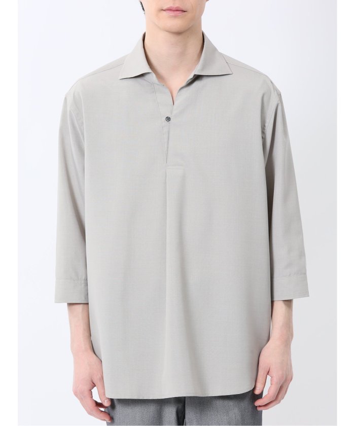 TechLinen プルオーバー 7分袖シャツ （ベージュ） メンズ シャツ カジュアル トップス インナー 半袖 5分袖 ギフト プレゼント ライトアウター カーディガン アウター ベージュ
