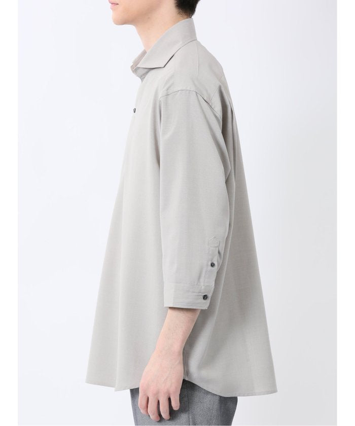 TechLinen プルオーバー 7分袖シャツ （ベージュ） メンズ シャツ カジュアル トップス インナー 半袖 5分袖 ギフト プレゼント ライトアウター カーディガン アウター ベージュ