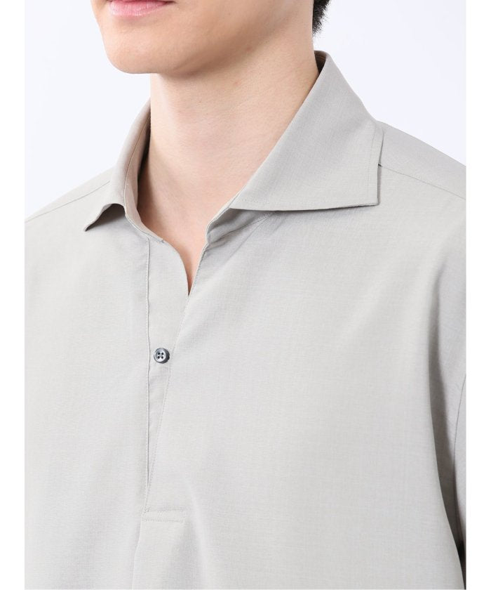 TechLinen プルオーバー 7分袖シャツ （ベージュ） メンズ シャツ カジュアル トップス インナー 半袖 5分袖 ギフト プレゼント ライトアウター カーディガン アウター ベージュ