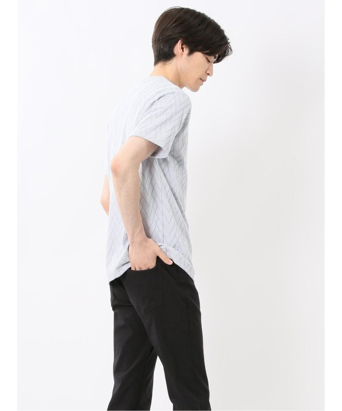 プレーティングジャガード Vネック半袖Tシャツ （ライトグレー） メンズ Tシャツ カットソー カジュアル インナー トップス ギフト プレゼント ライトグレー