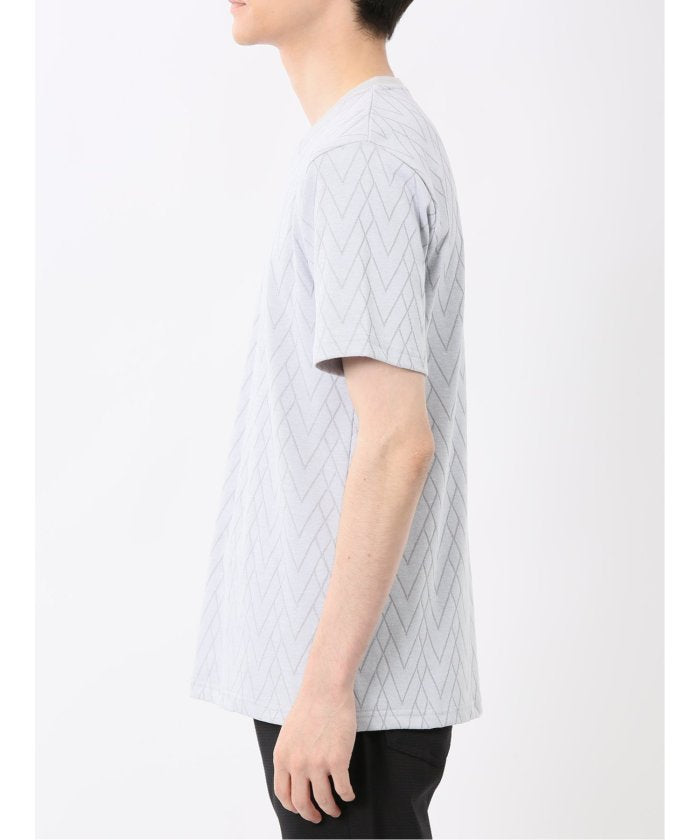 プレーティングジャガード Vネック半袖Tシャツ （ライトグレー） メンズ Tシャツ カットソー カジュアル インナー トップス ギフト プレゼント ライトグレー