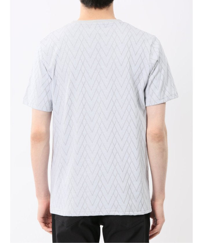 プレーティングジャガード Vネック半袖Tシャツ （ライトグレー） メンズ Tシャツ カットソー カジュアル インナー トップス ギフト プレゼント ライトグレー