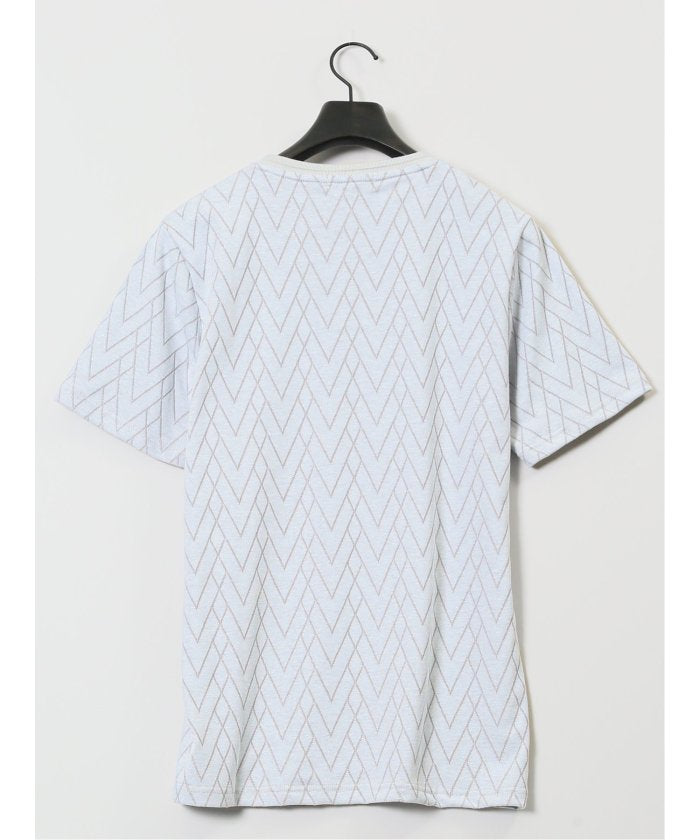プレーティングジャガード Vネック半袖Tシャツ （ライトグレー） メンズ Tシャツ カットソー カジュアル インナー トップス ギフト プレゼント ライトグレー
