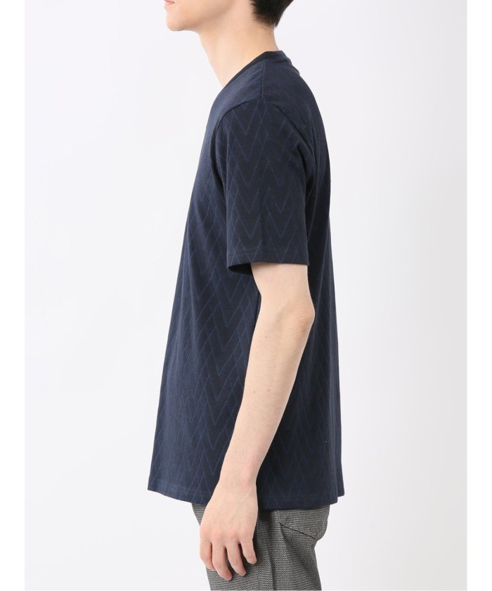 プレーティングジャガード Vネック半袖Tシャツ （ライトグレー） メンズ Tシャツ カットソー カジュアル インナー トップス ギフト プレゼント ライトグレー