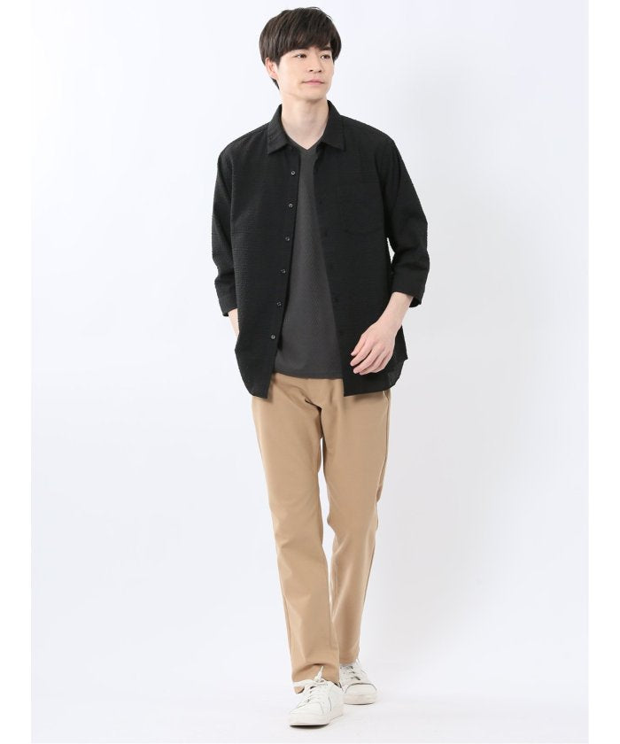 クロスストレッチ+クール スリムパンツ 股下82cm （グレー） メンズ パンツ ボトム ストレッチ カジュアル ビジネス 通勤 仕事 グレー