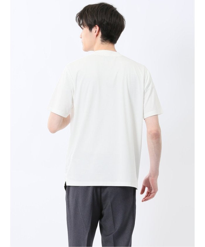 【DRESS TーSHIRT】レーヨン混ストレッチ スロープネック半袖Tシャツ （白） メンズ Tシャツ カットソー カジュアル インナー トップス ギフト プレゼント 白