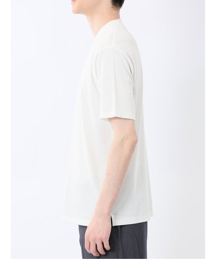 【DRESS TーSHIRT】レーヨン混ストレッチ スロープネック半袖Tシャツ （白） メンズ Tシャツ カットソー カジュアル インナー トップス ギフト プレゼント 白