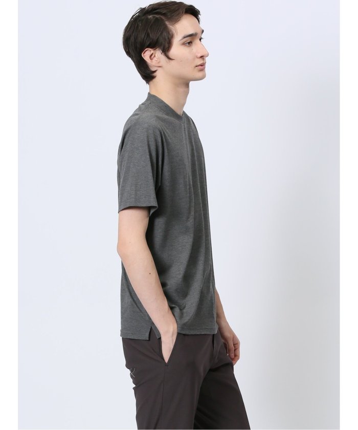 【DRESS TーSHIRT】レーヨン混ストレッチ スロープネック半袖Tシャツ （白） メンズ Tシャツ カットソー カジュアル インナー トップス ギフト プレゼント 白